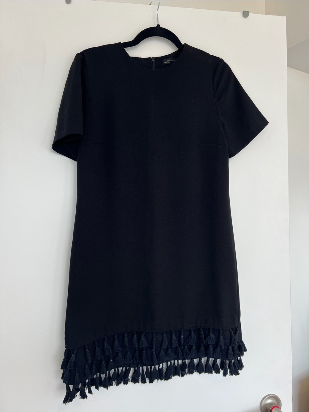 Black Tassel-Hem Shift Dress - Zara